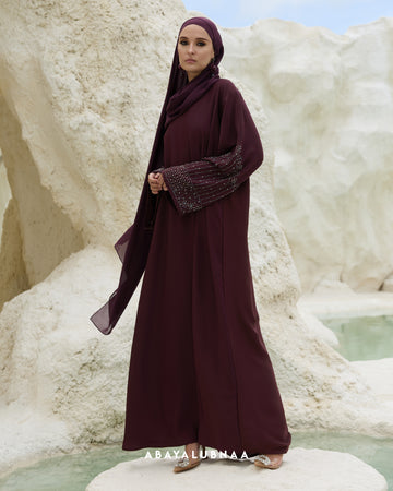 Daffodil Abaya in Burgundy