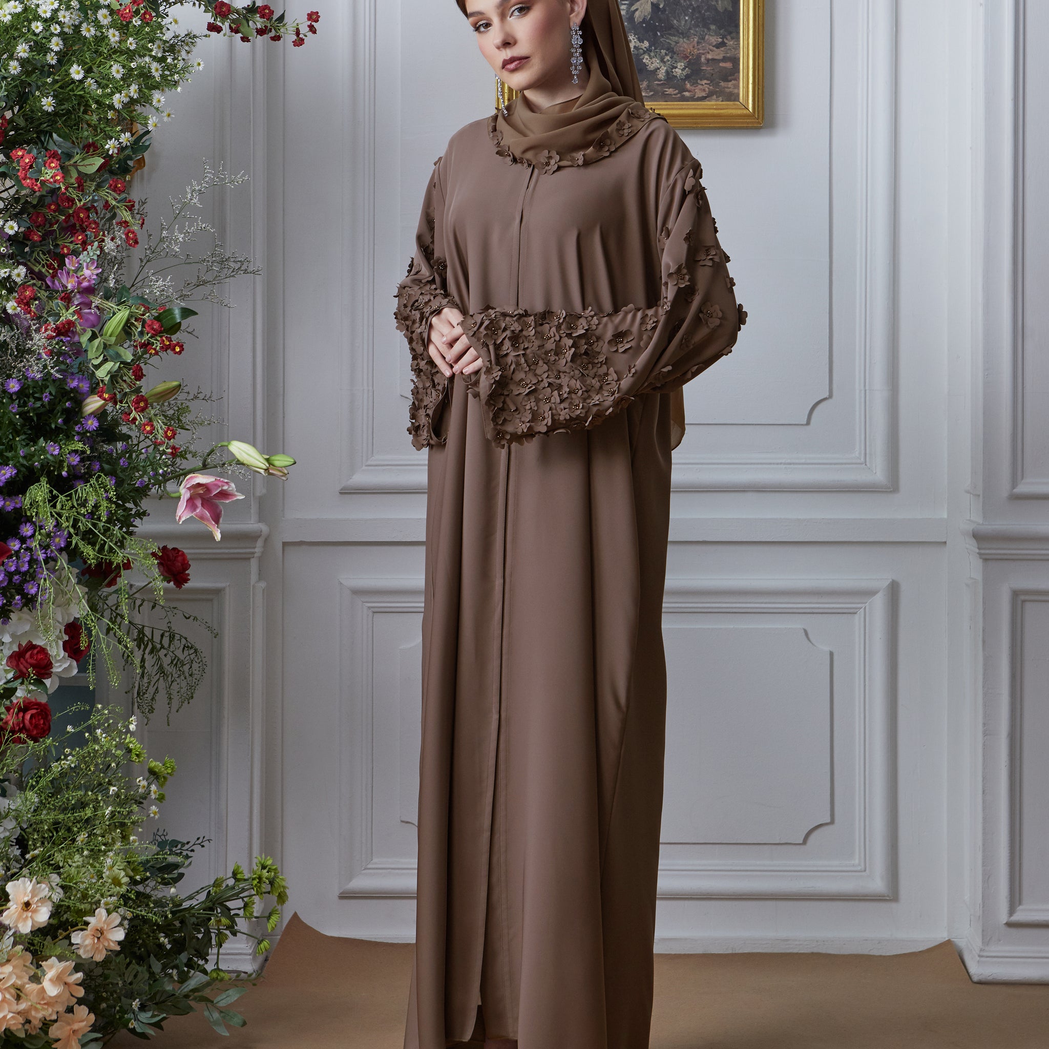 Daphne Abaya in Dusty Brown