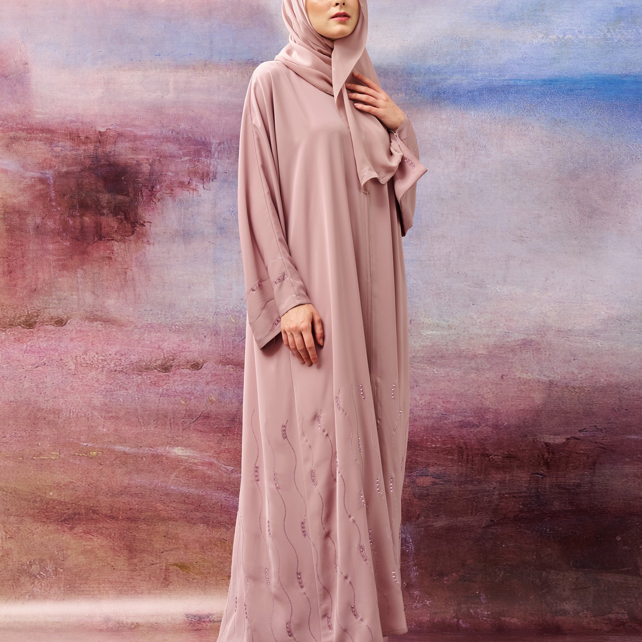 Eslima Abaya in Soft Pink