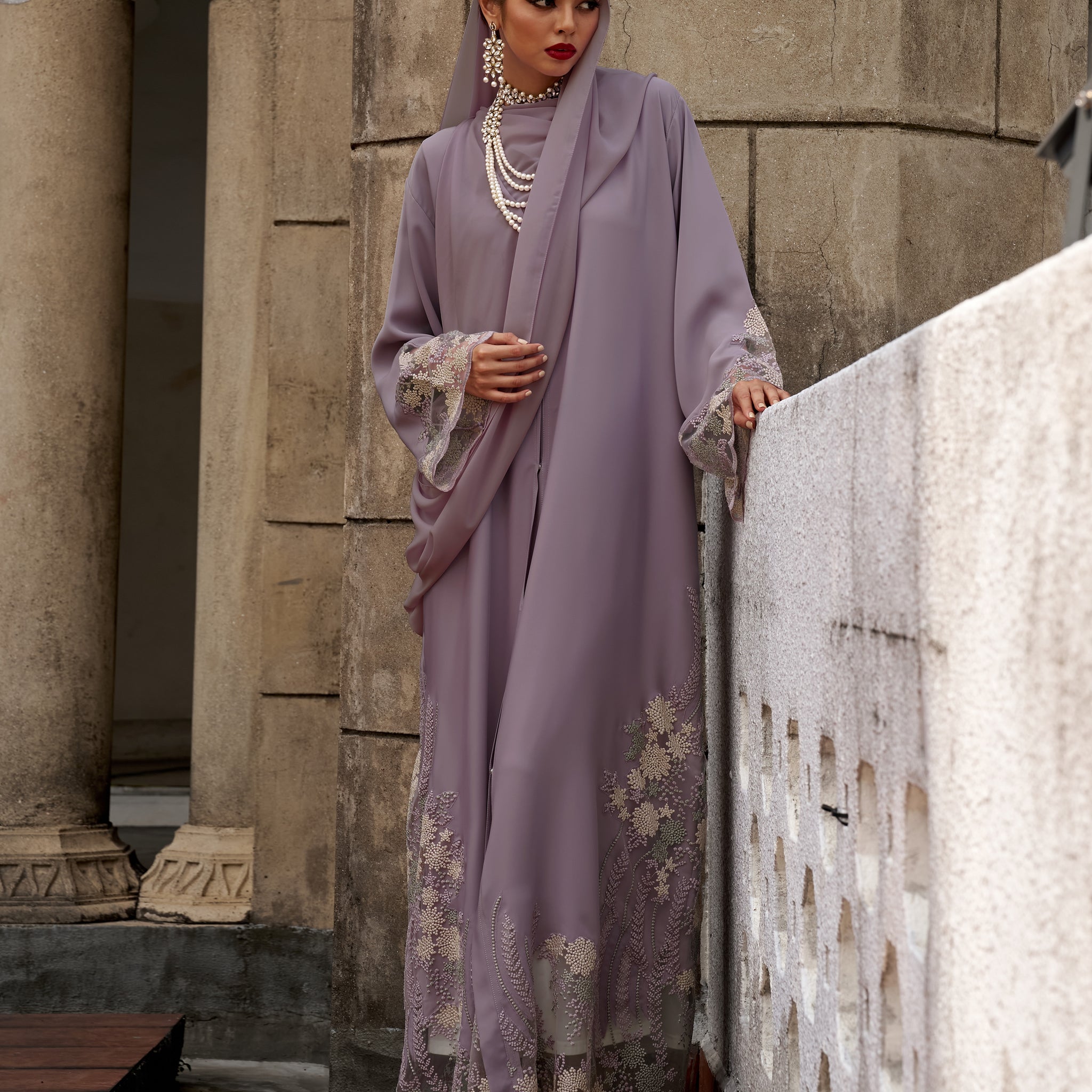 Kajol Abaya in Dusty Purple