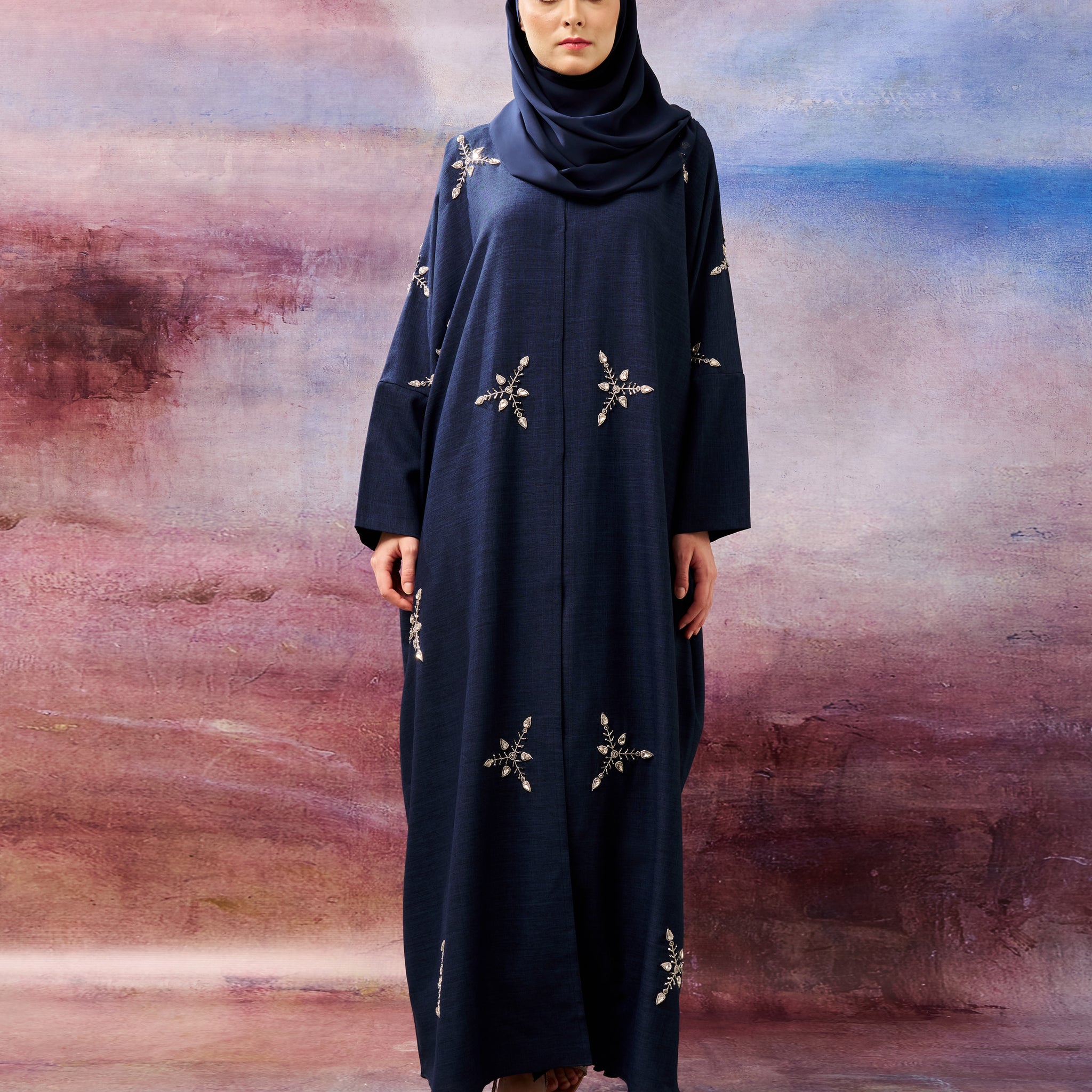 Khyra Abaya in Navy Blue