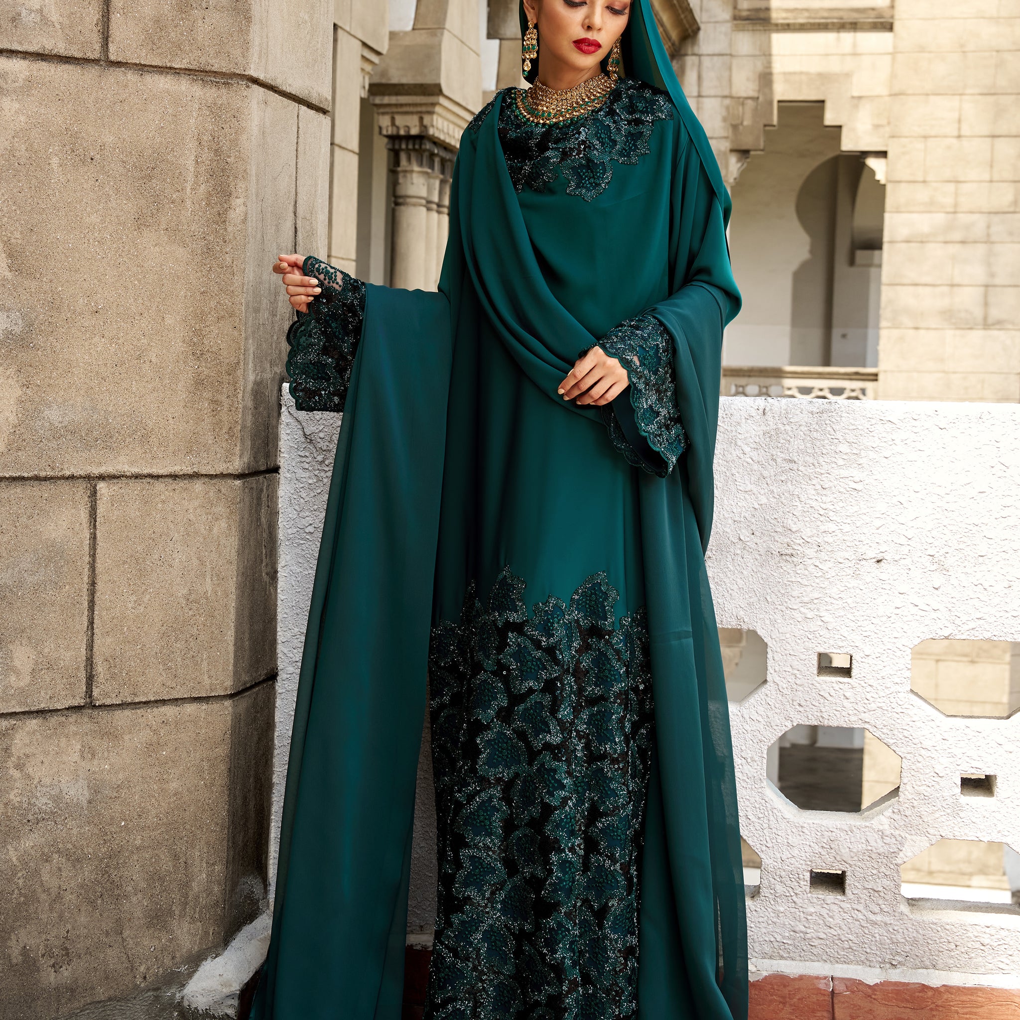 Madhuri Abaya in Teal Blue