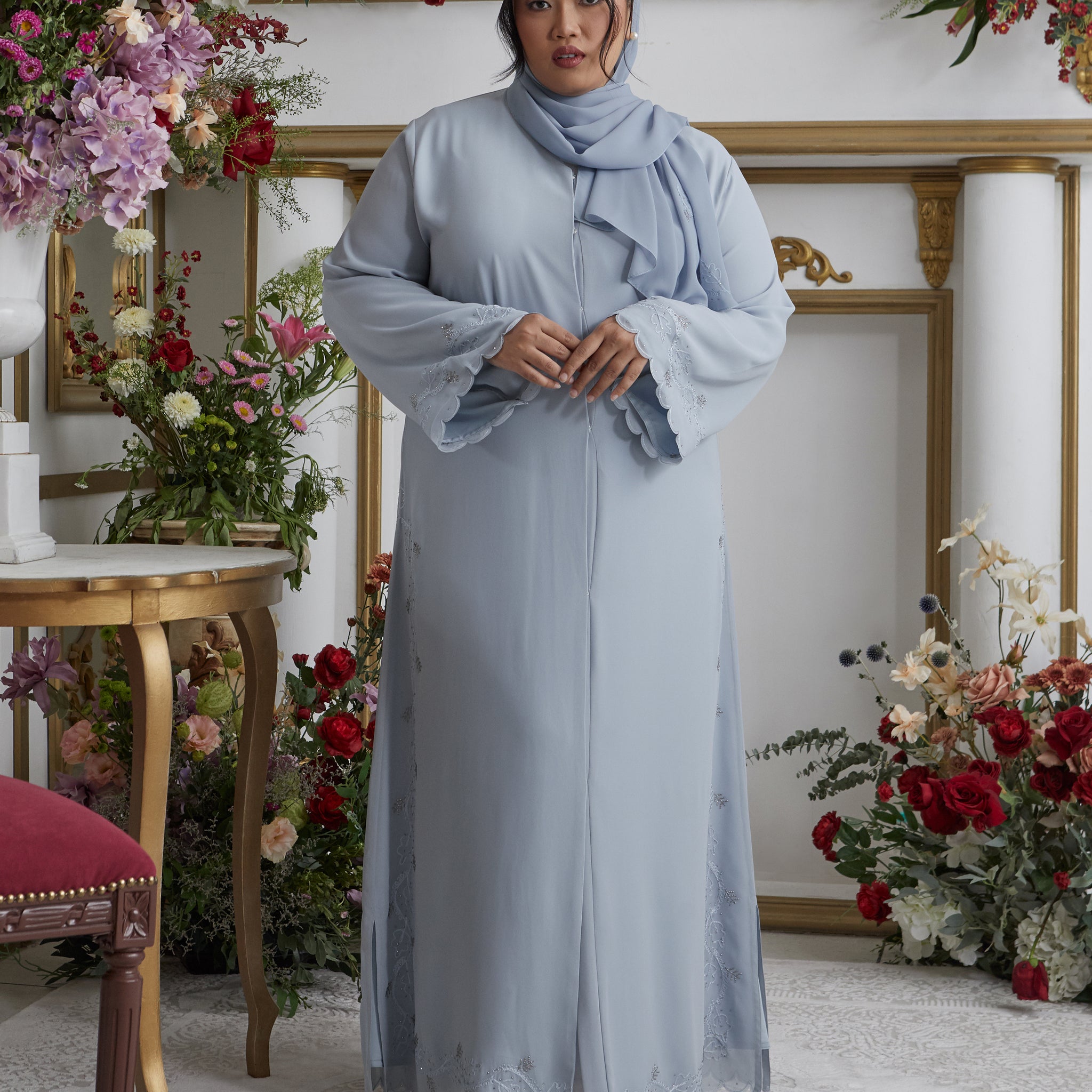 Violet Abaya in Powder Blue